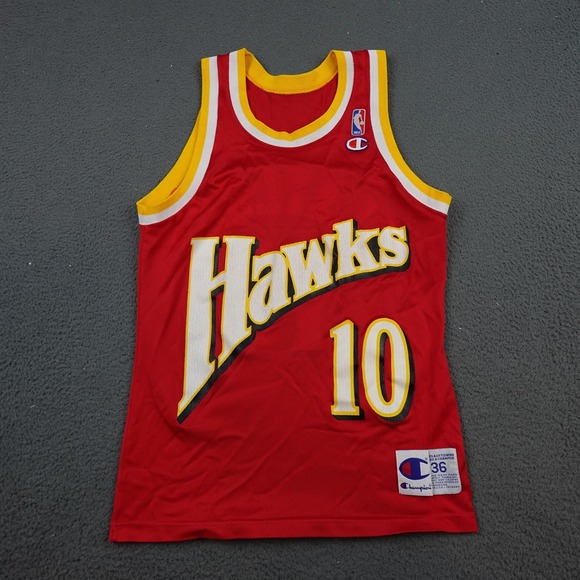 Vintage Atlanta Hawks Jersey Mens 36 Red NBA Mookie Blaylock Champion 90s